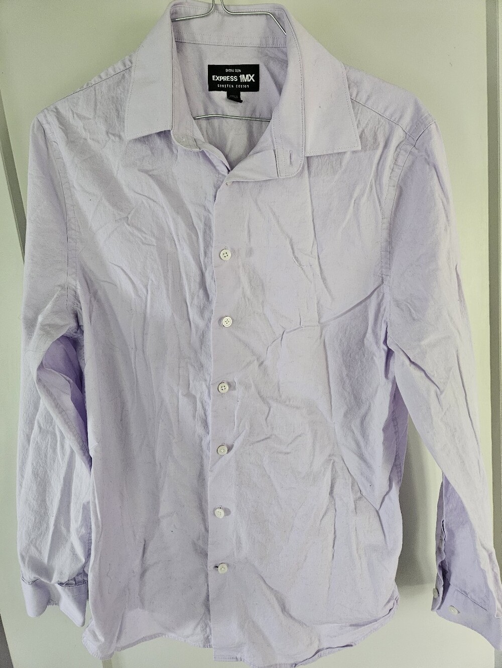 Express 1MX Extra Slim Fit Lavender Stretch Cotton Dress Shirt